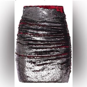 IRO Dreaming Sequined Mini Skirt, size XS / FR 34, silver and red, NWOT